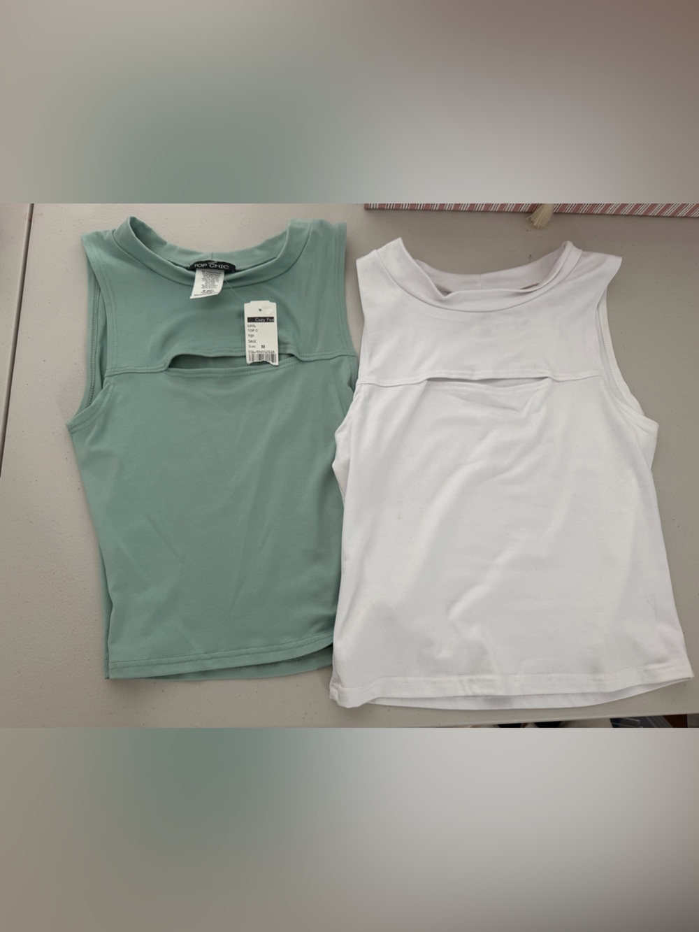New Sleeveless Crop Tank Top Duo - Mint Green & White